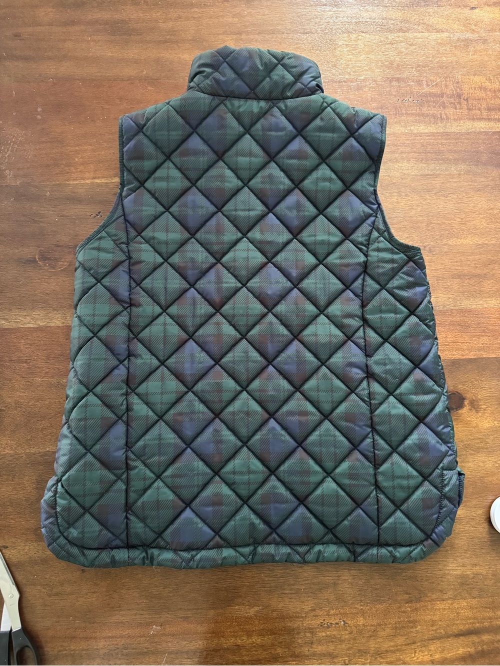 Lands' End Green and Blue Plaid Quilted Vest Size Small 6-8 - Picture 4 of 6